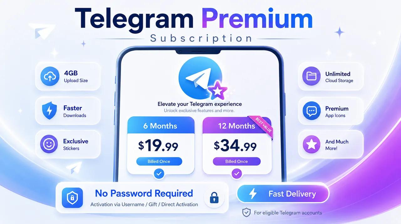 Telegram Premium Subscription – 6 & 12 Months