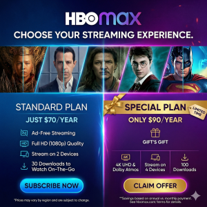 hbo max standard & special package yearly